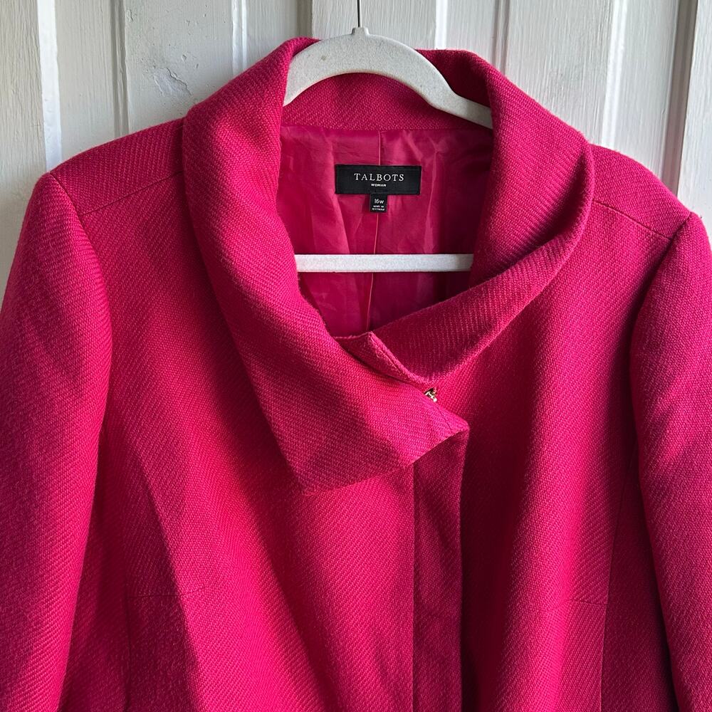 Talbots Textured Fuchsia Jacket With Draped Colla… - image 3